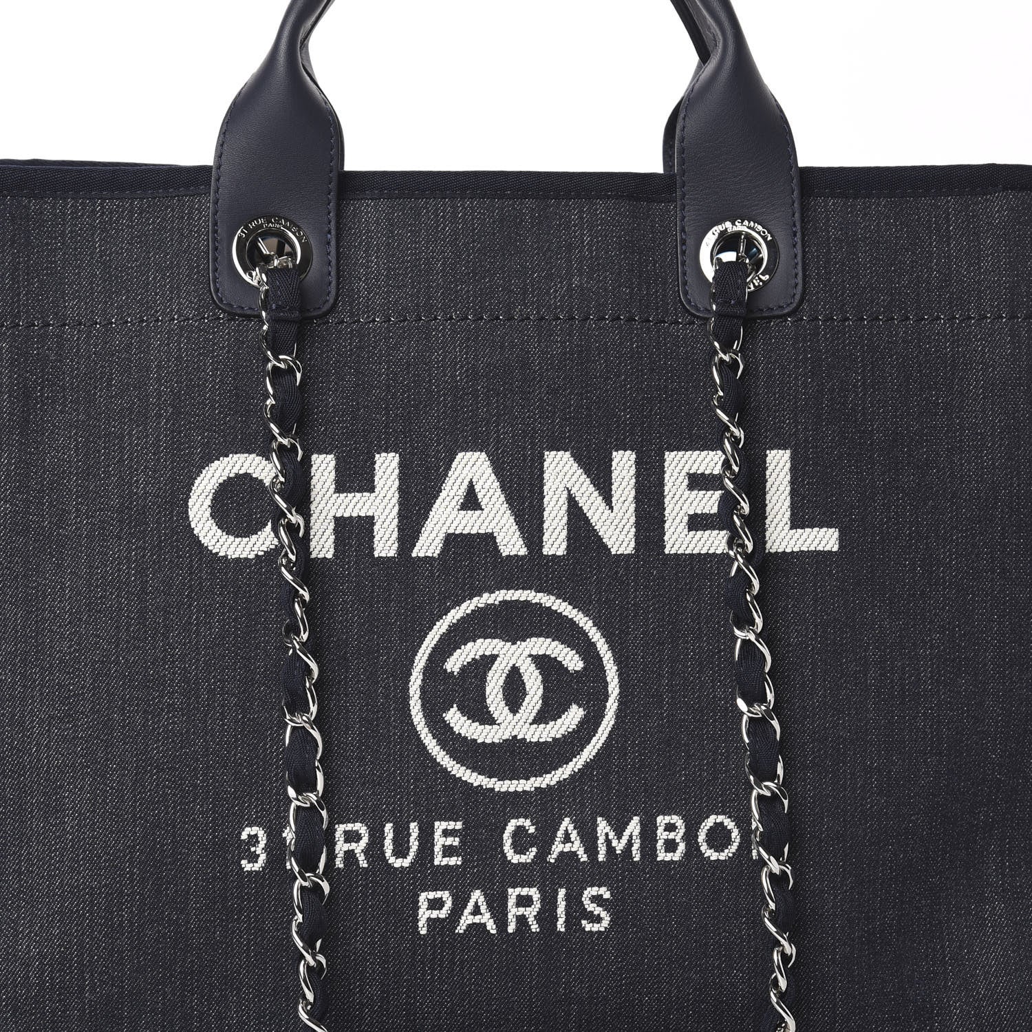 Chanel Denim Medium Deauville Tote Dark Blue 7 of 9