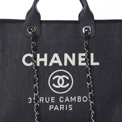 Chanel Denim Medium Deauville Tote Dark Blue 7 of 9