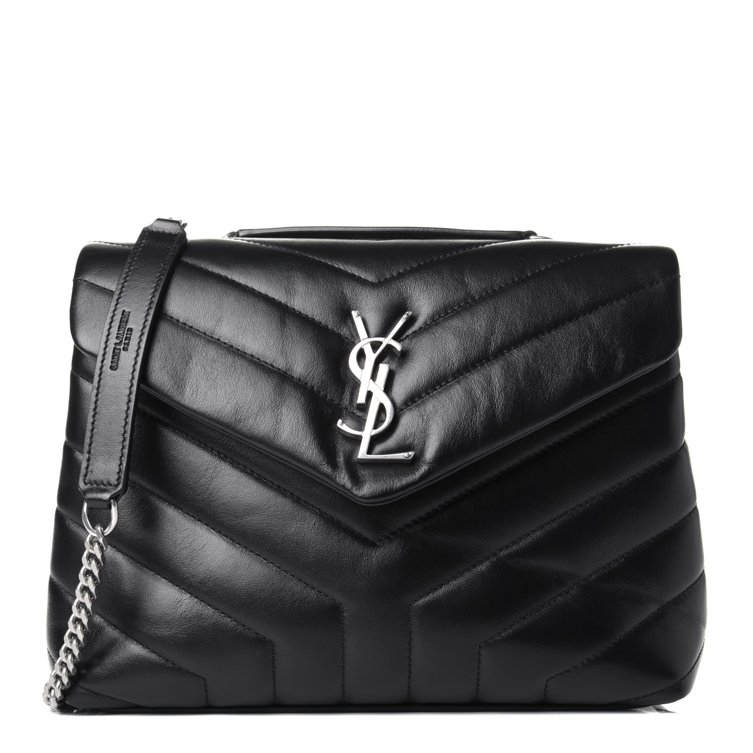 Saint Laurent Calfskin Y Quilted Monogram Small Loulou Chain Satchel Black 1 of 11