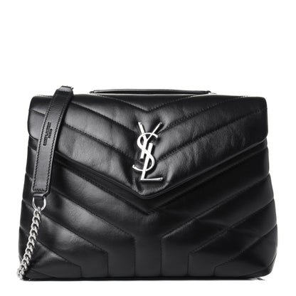 Saint Laurent Calfskin Y Quilted Monogram Small Loulou Chain Satchel Black 1 of 11