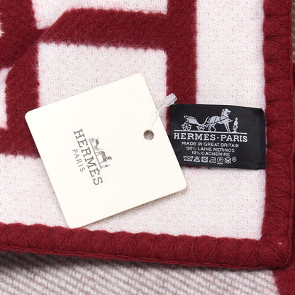 Hermes Wool Cashmere Avalon III Blanket Ecru Rouge H 3 of 3