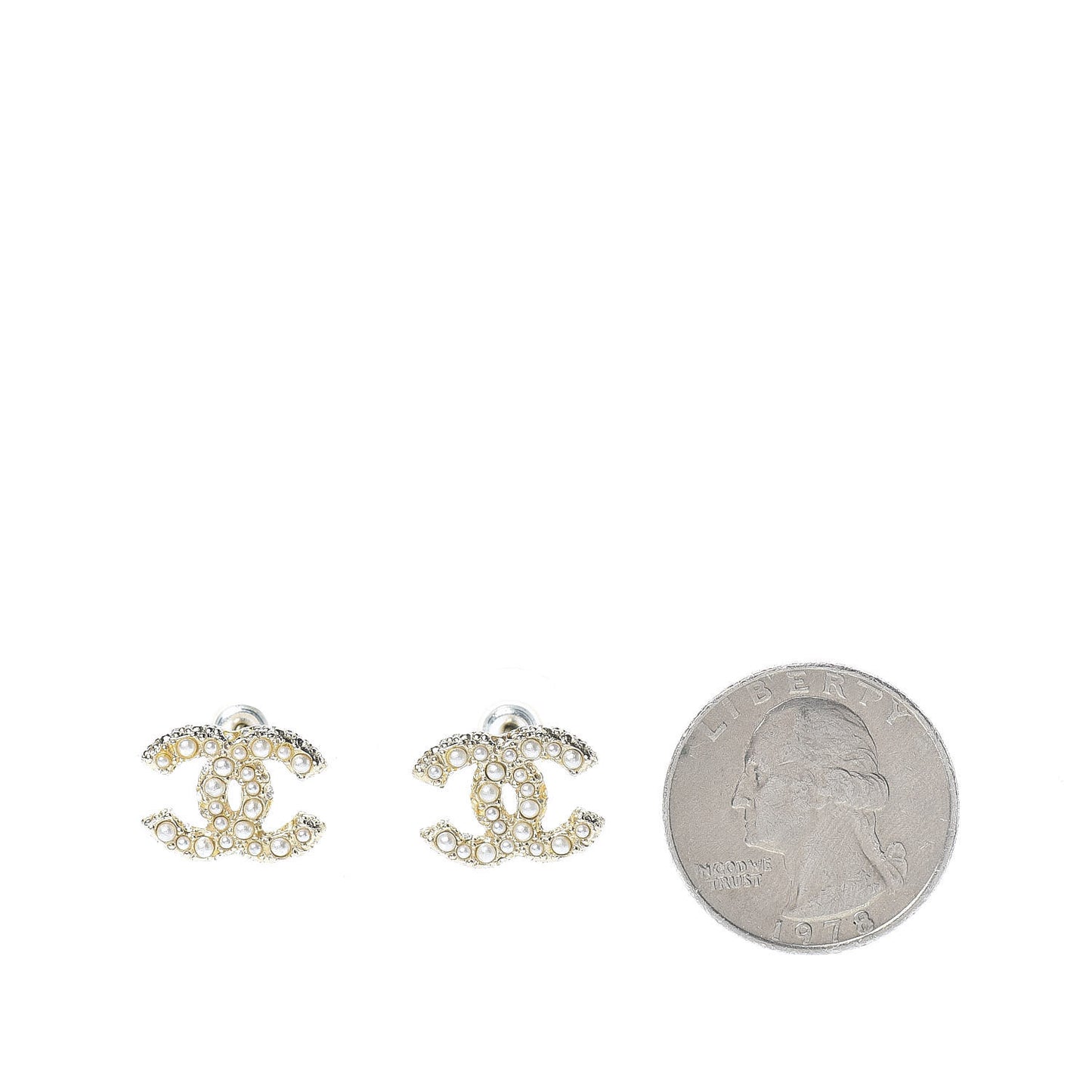 Pearl Crystal CC Earrings Gold