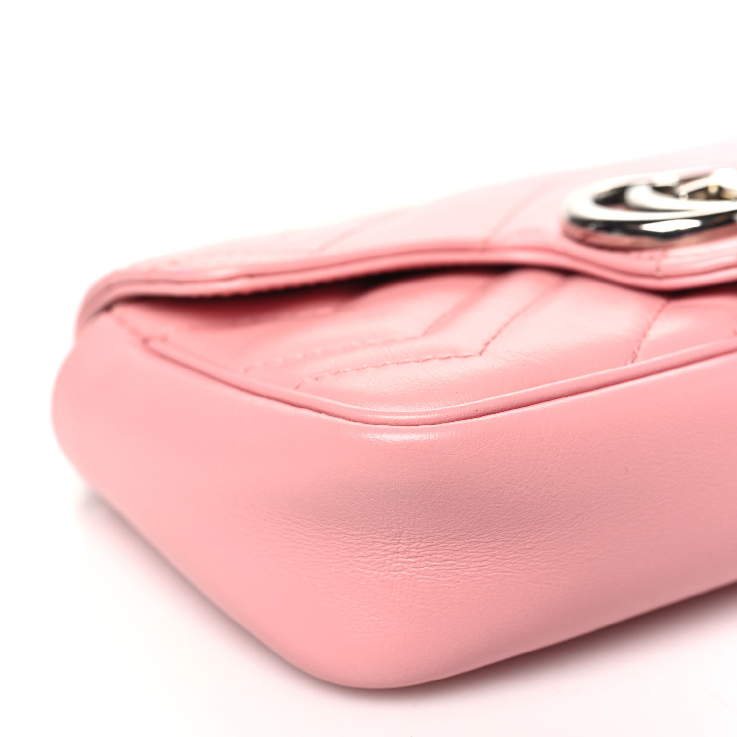 Gucci Calfskin Matelasse Super Mini GG Marmont Shoulder Bag Wild Rose 8 of 9