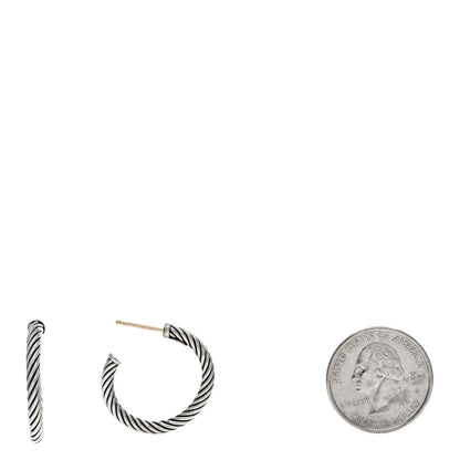 David Yurman Sterling Silver Small Cable Classics Hoop Earrings 2 of 4