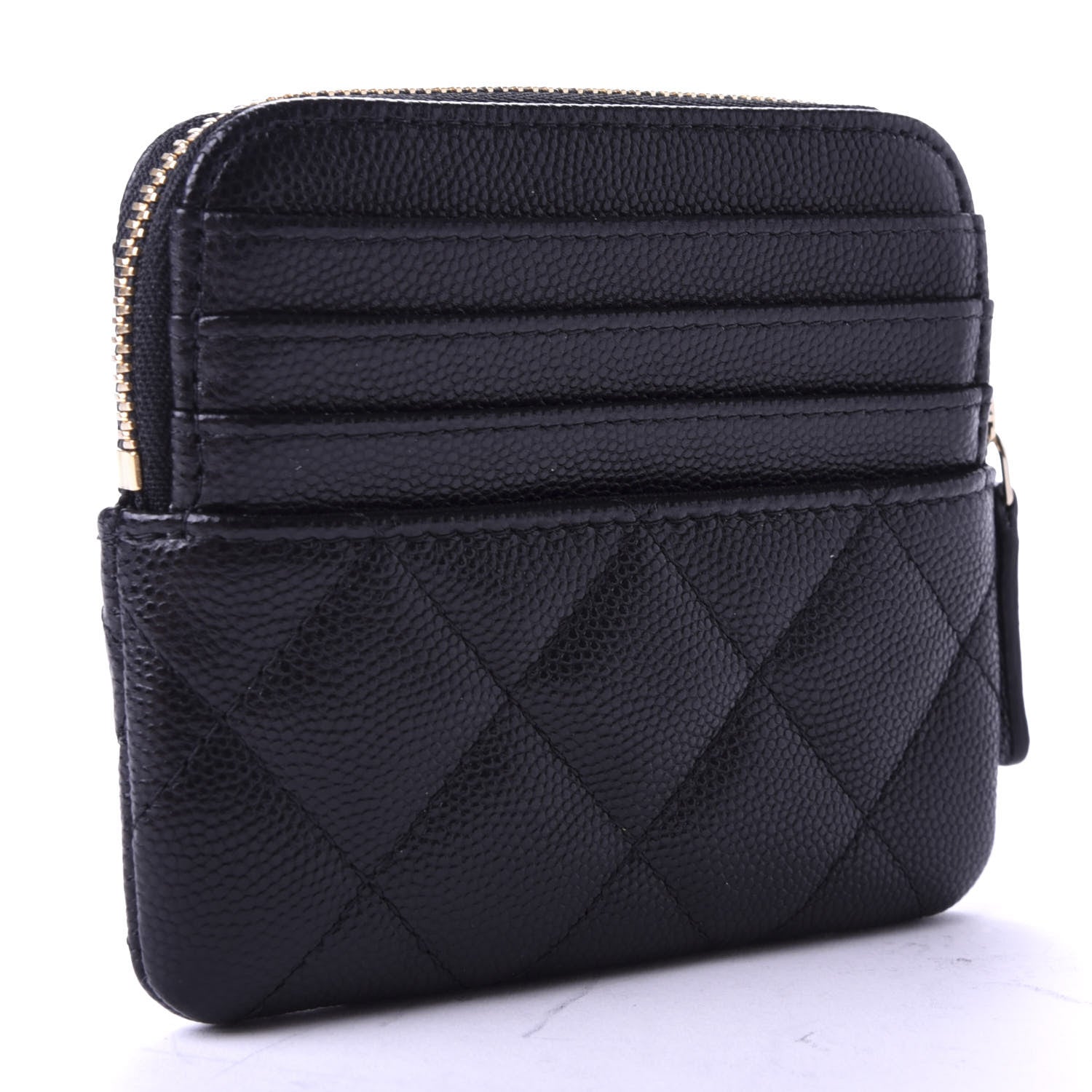 Chanel Caviar Quilted Zip Card Holder Wallet Black 3 of 8
