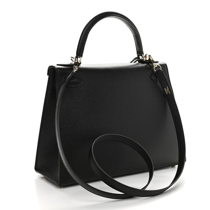 Hermes Epsom Horseshoe Kelly Sellier 28 Black Rose Extreme 3 of 11