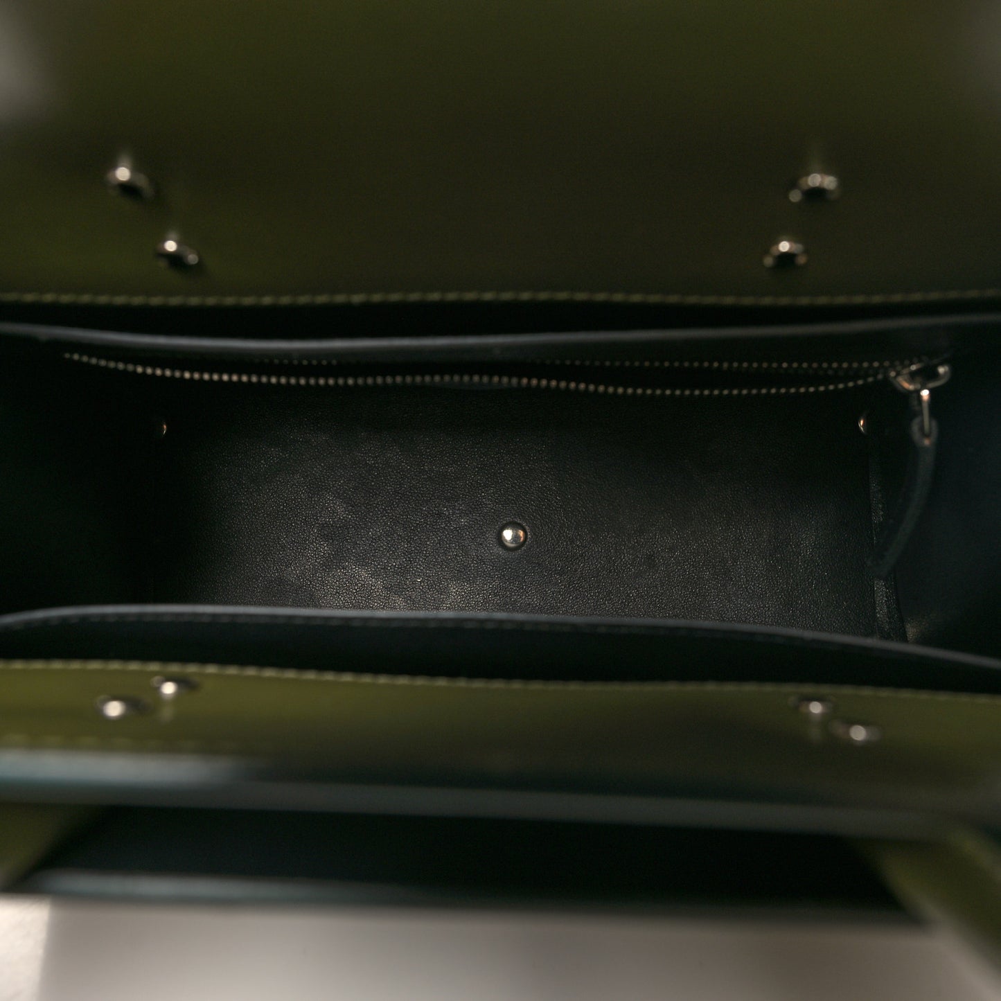 Smooth Calfskin Small Horizon Satchel Khaki