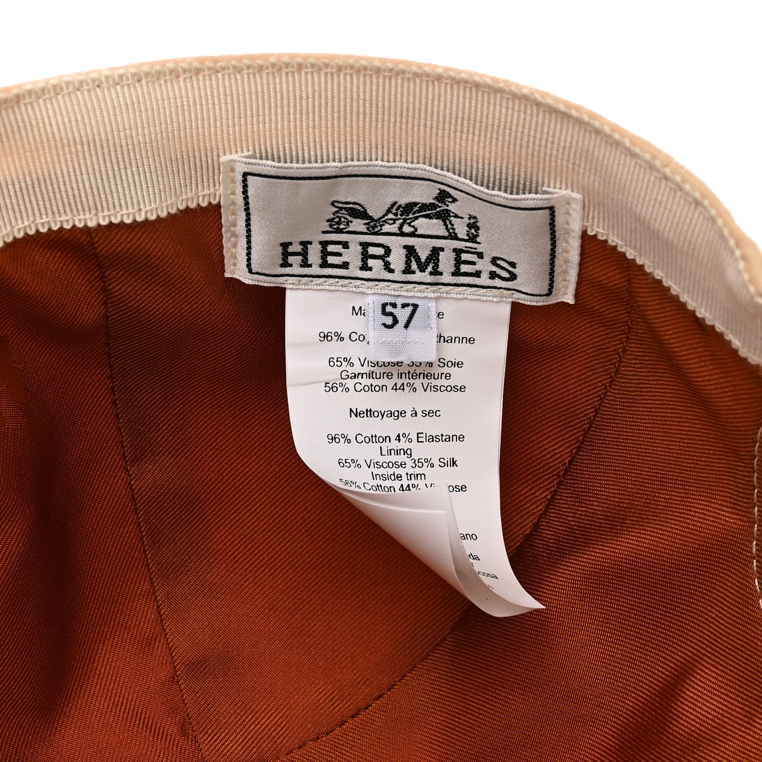 Hermes Cotton Davis H Primavera Cap 57 White Creme 8 of 10
