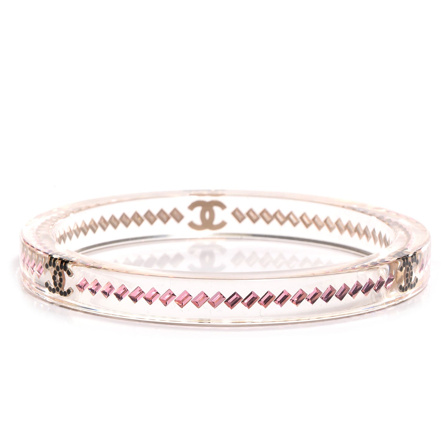 Translucent Resin Crystal CC Bracelet Pink Black