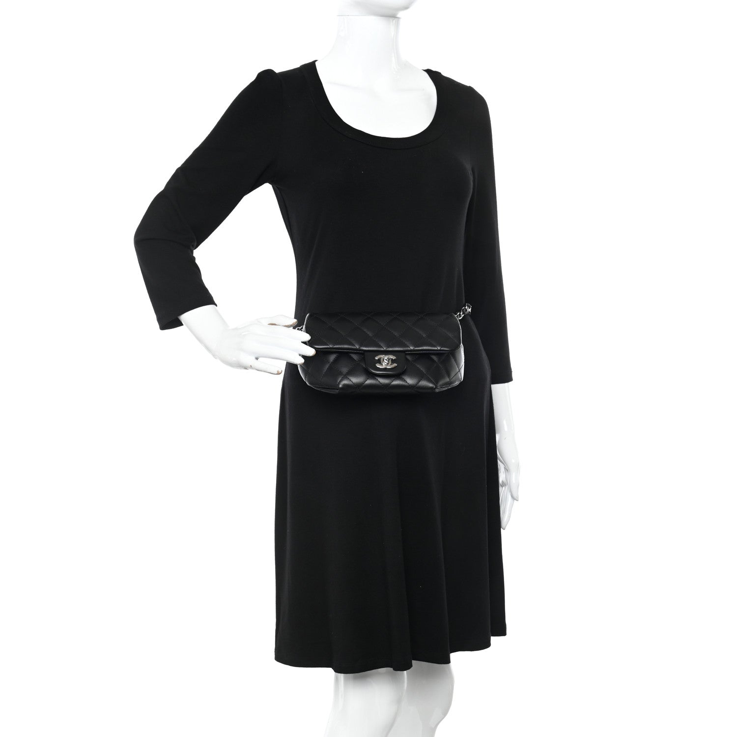 Chanel Calfskin Quilted CC Uniform Flap Belt Bag Black 2 of 11