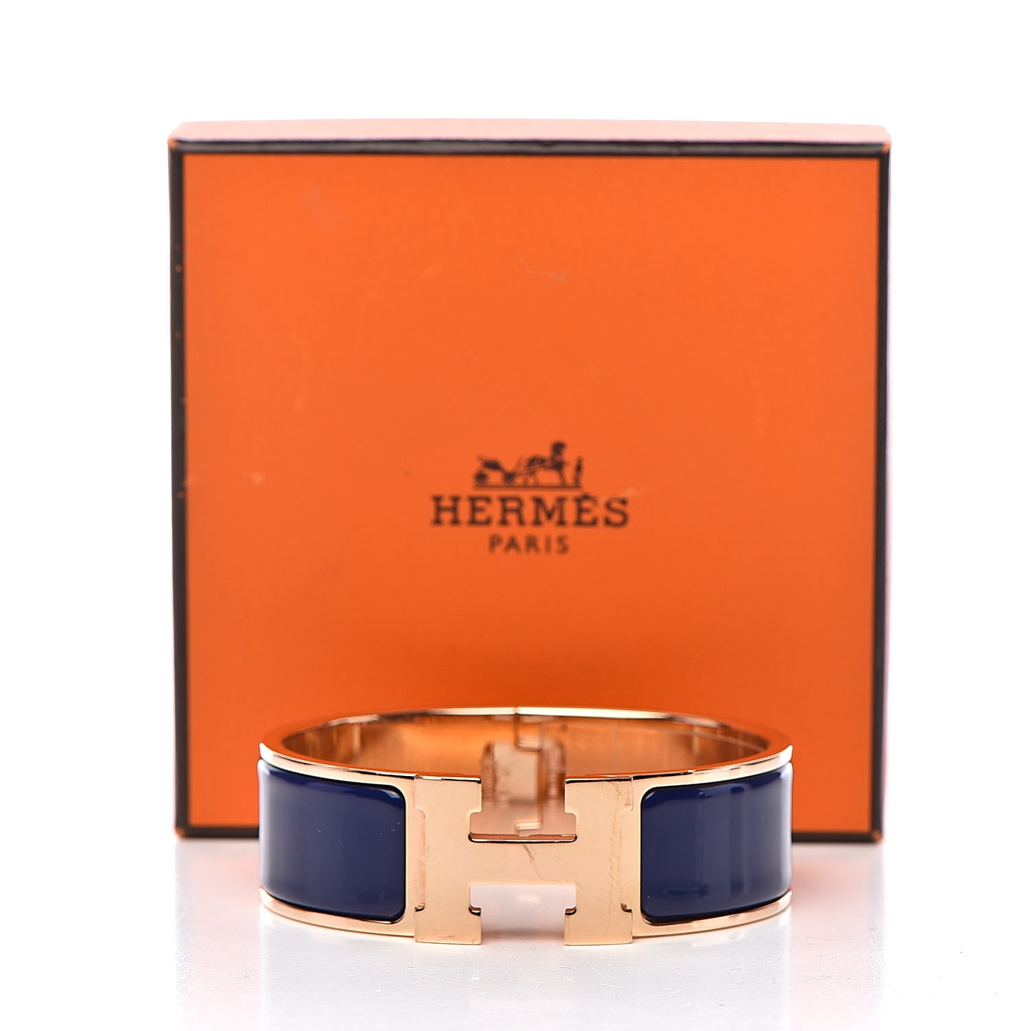 Hermes Enamel Wide Clic Clac H Bracelet GM Bleu Imperial 5 of 5