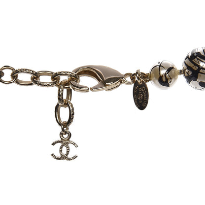 Chanel Pearl CC Graffiti Long Necklace Black Gold 4 of 4