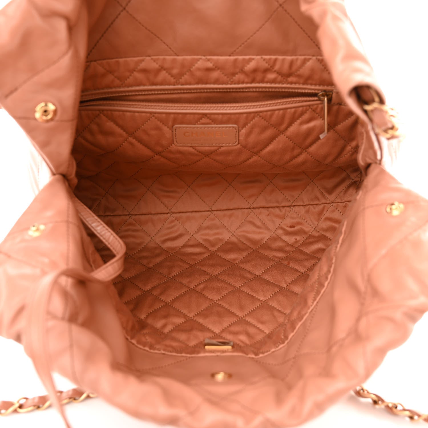 Chanel Shiny Calfskin Quilted Small Chanel 22 Camel 6 of 13