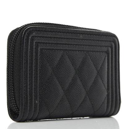 Chanel Caviar Quilted Boy Zip Around Coin Purse Wallet Black 3 of 10