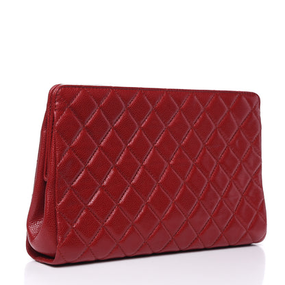 Chanel Caviar Quilted Large CC Clutch Red 3 of 13