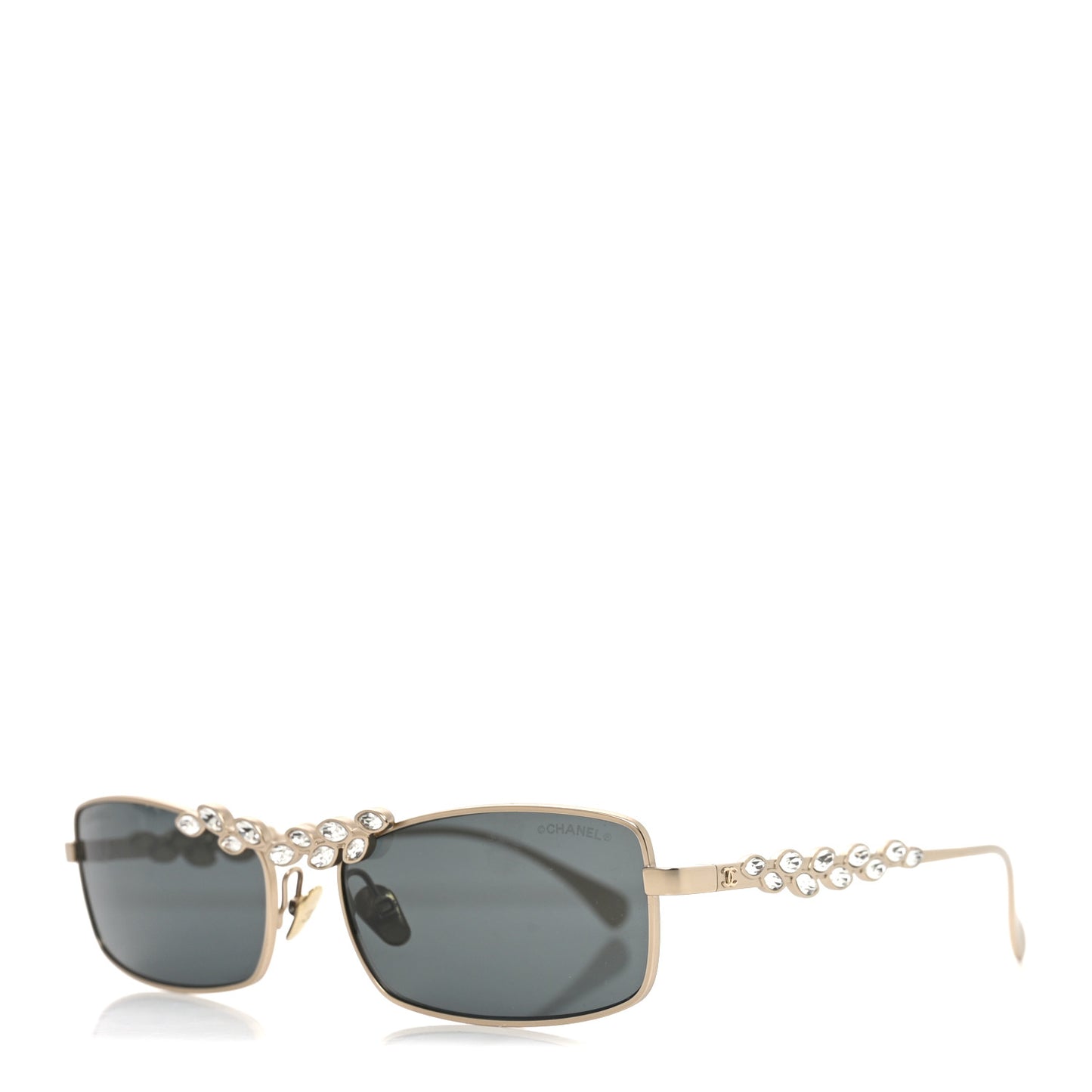 Metal Crystal Sparkling Wheat Rectangle Sunglasses 71584 Gold