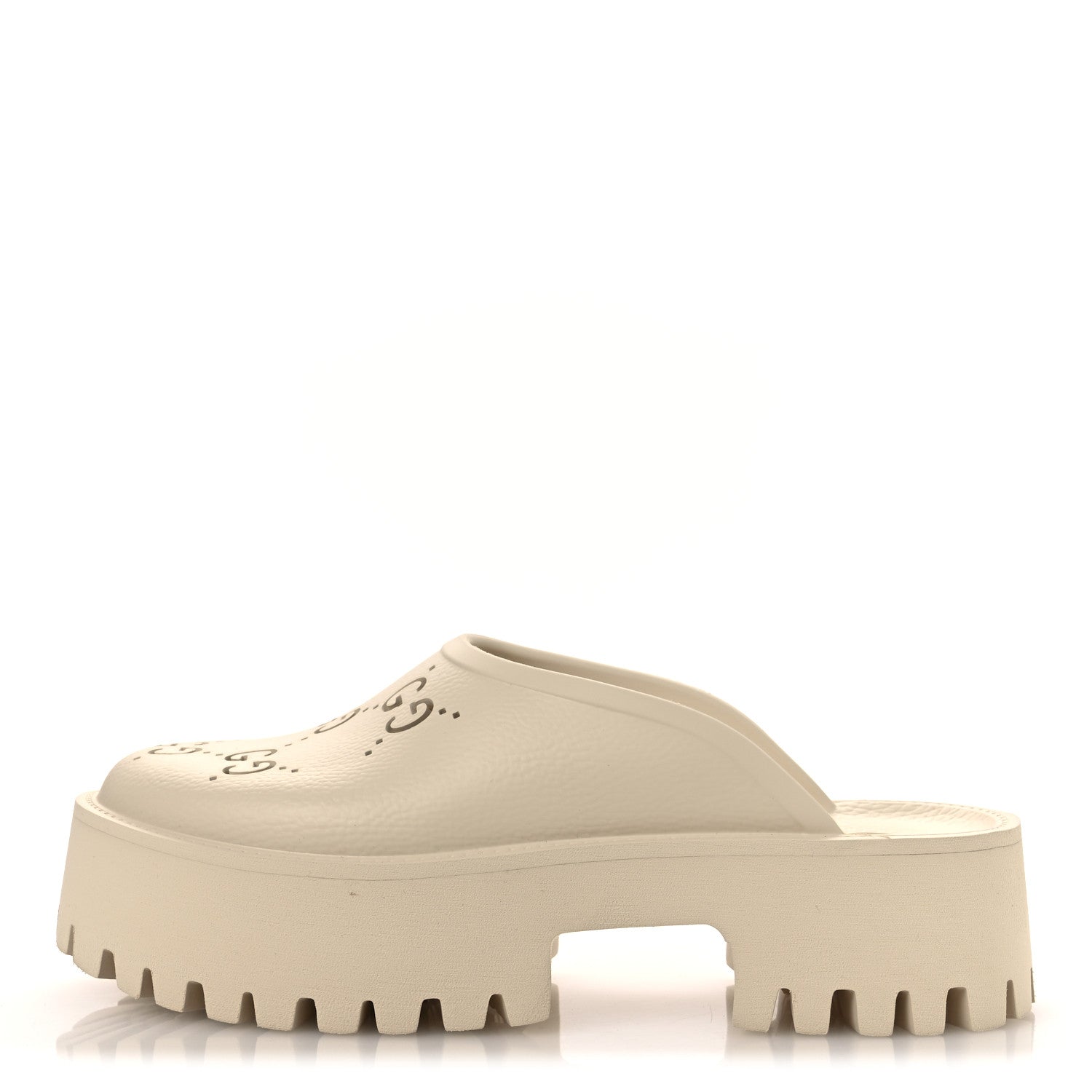 Gucci Rubber Monogram GG Go Through Platform Slide Clogs 40 Mystic White 1 of 11