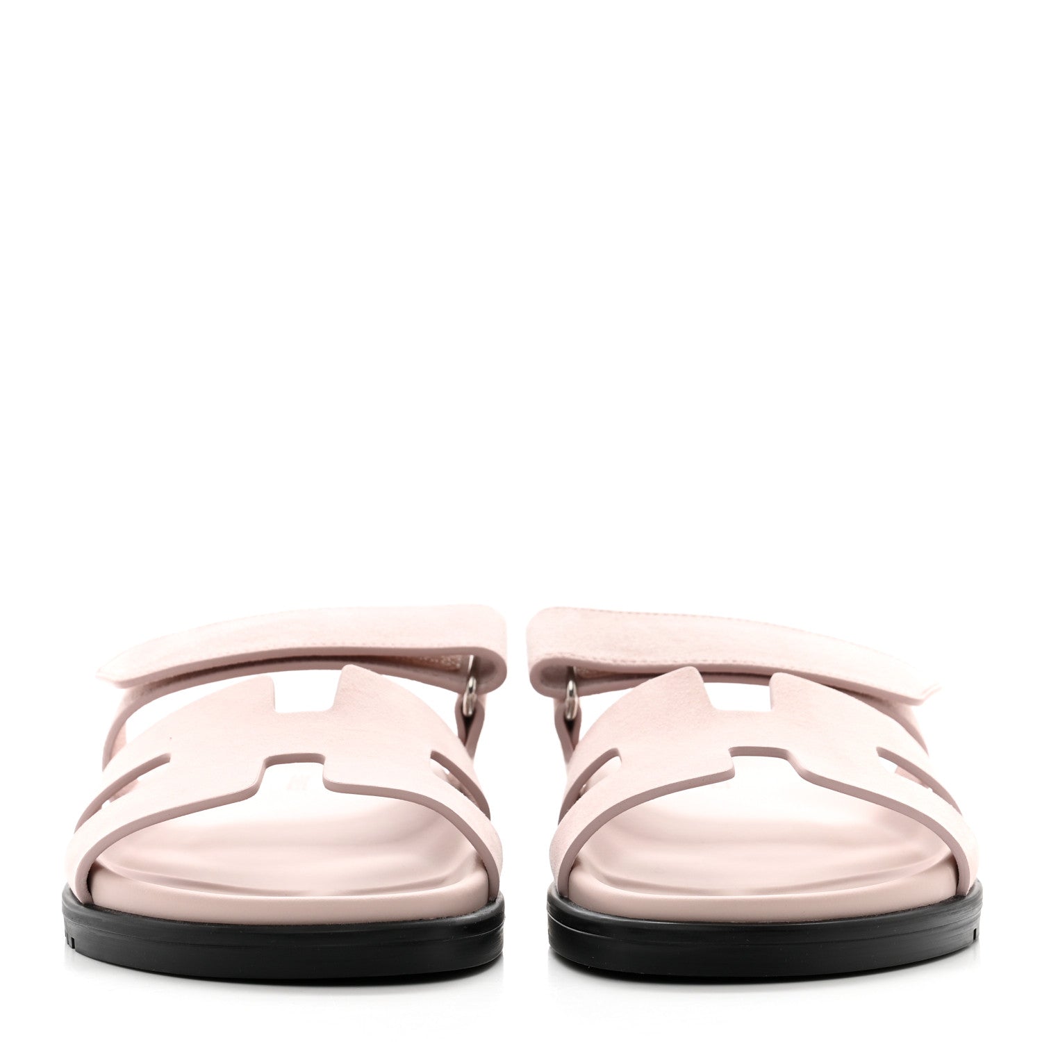 Hermes Suede Goatskin Womens Chypre Sandals 37.5 Rose Porcelaine 2 of 9