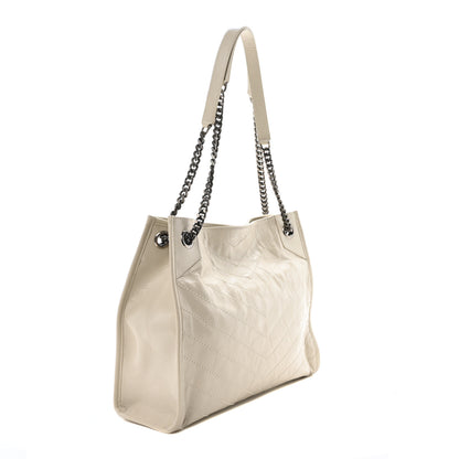 Saint Laurent Crinkled Calfskin Matelasse Monogram Medium Niki Shopper Tote Crema Soft 3 of 10