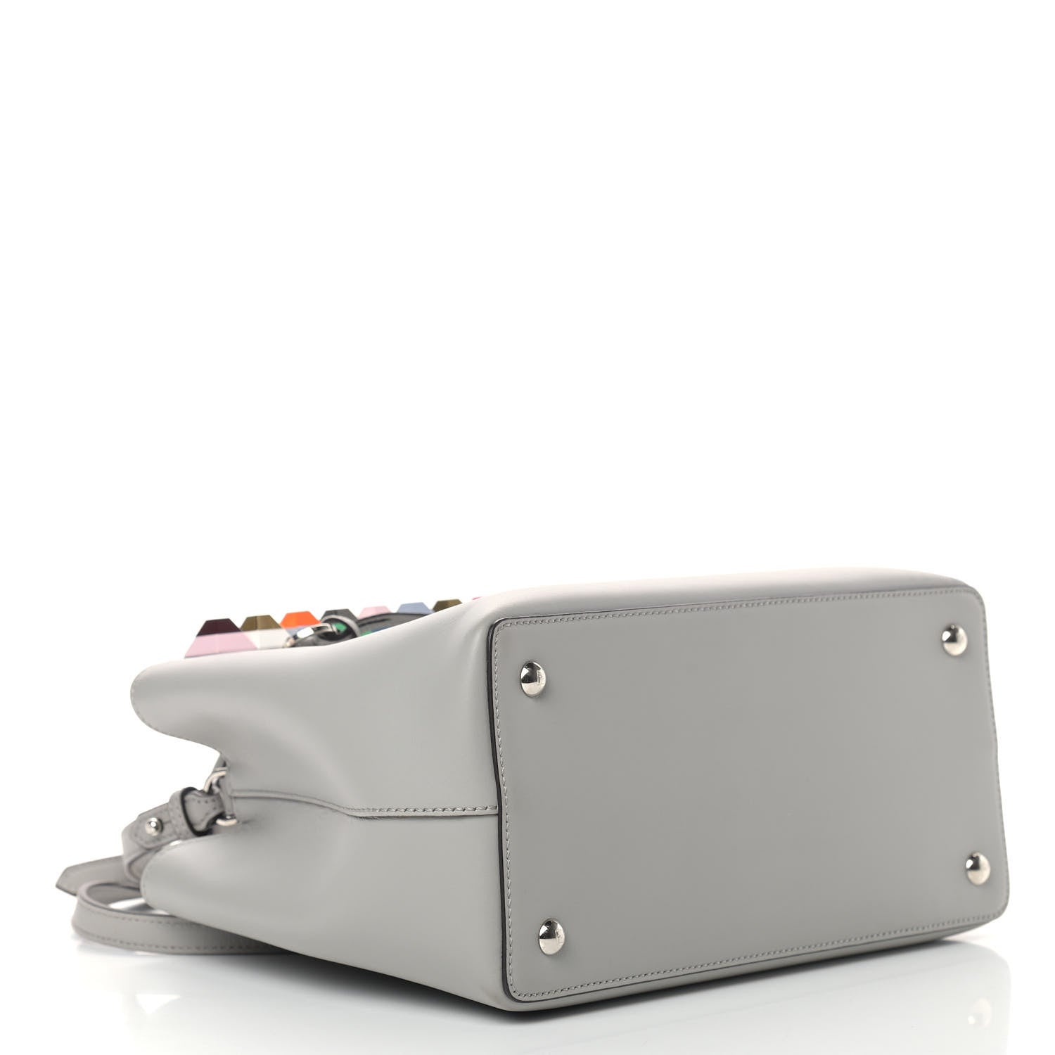Fendi Vitello Baltico Dolce Studded Petite 2Jours Tote Ghiaccio Multicolor 4 of 13