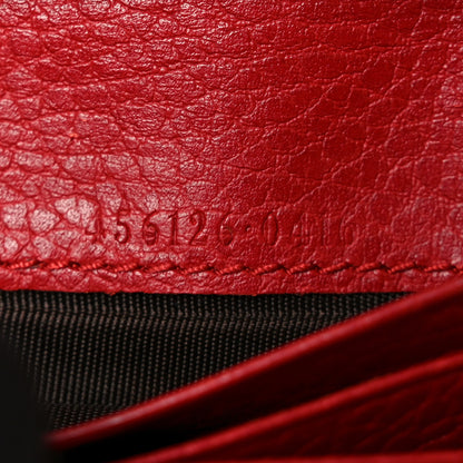 Gucci Pebbled Calfskin GG Marmont Card Case Hibiscus Red 7 of 8