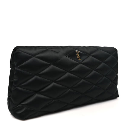 Saint Laurent Satin Quilted Sade Puffer Envelope Clutch Black 3 of 10