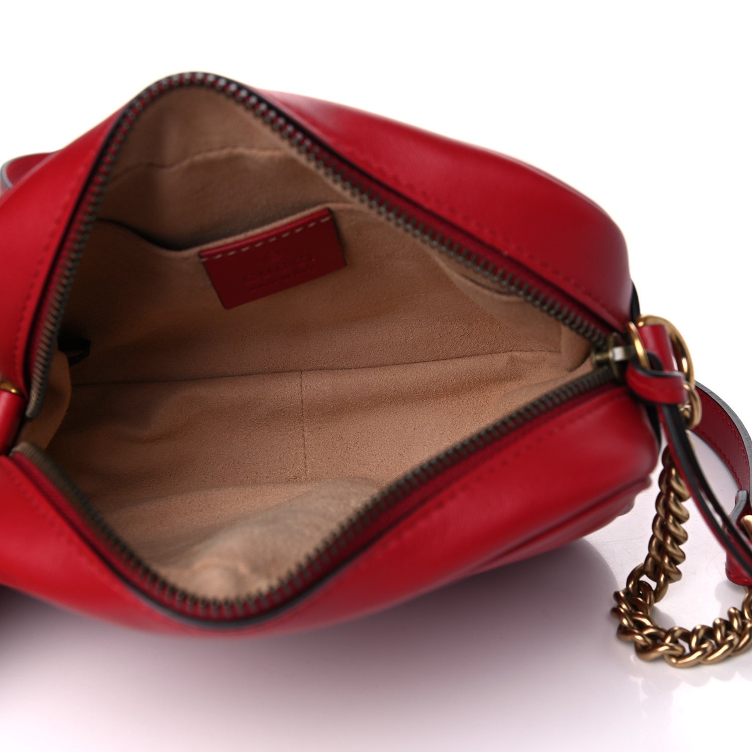 Gucci Calfskin Matelasse Mini GG Marmont Chain Shoulder Bag Hibiscus Red 6 of 11