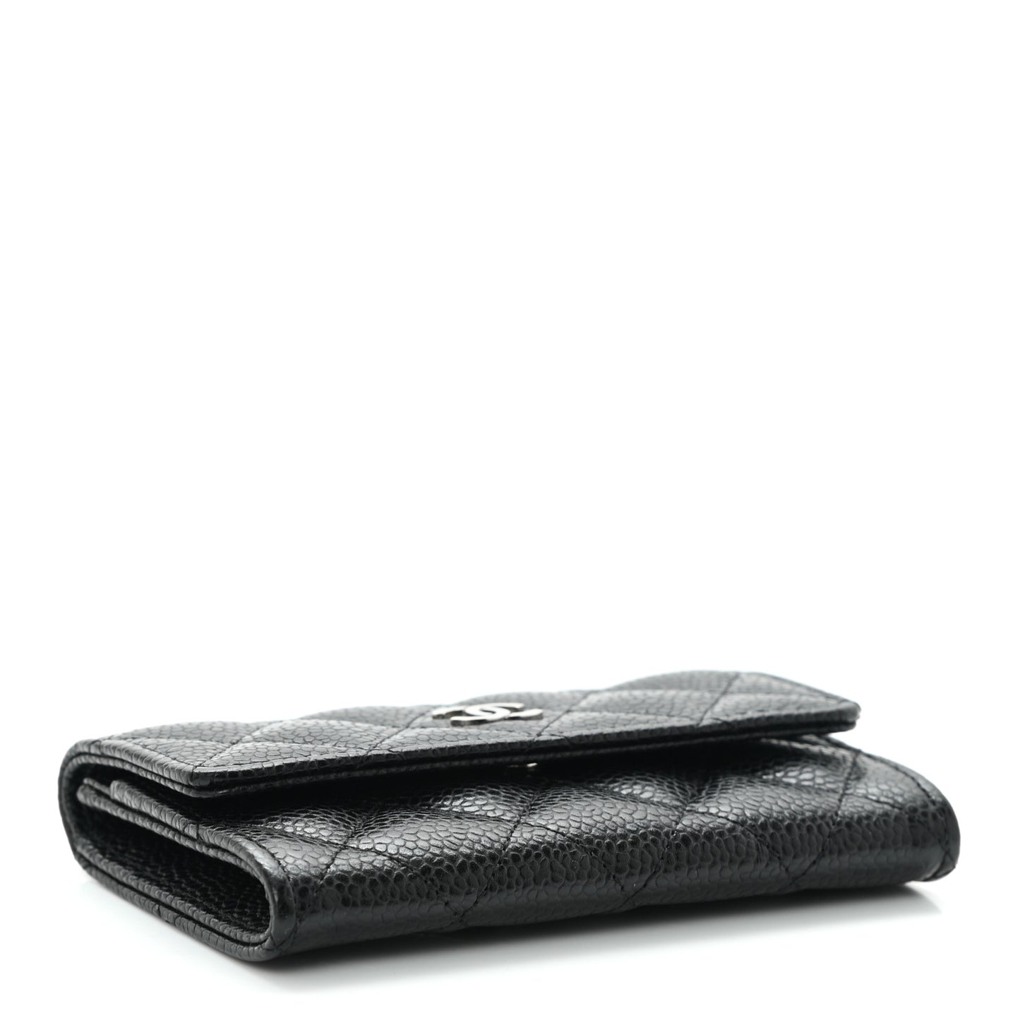Caviar Quilted Flap Card Holder Black