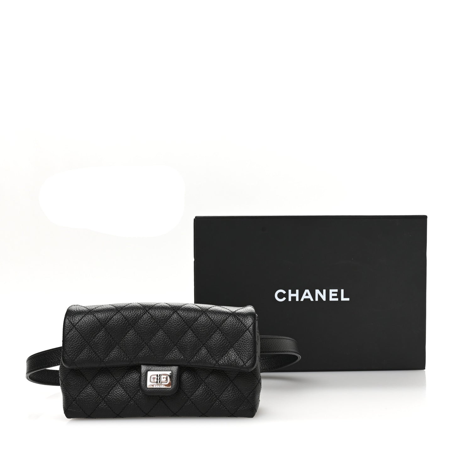 Grained Calfskin Quilted 2.55 Reissue Flap Belt Bag Clutch Black