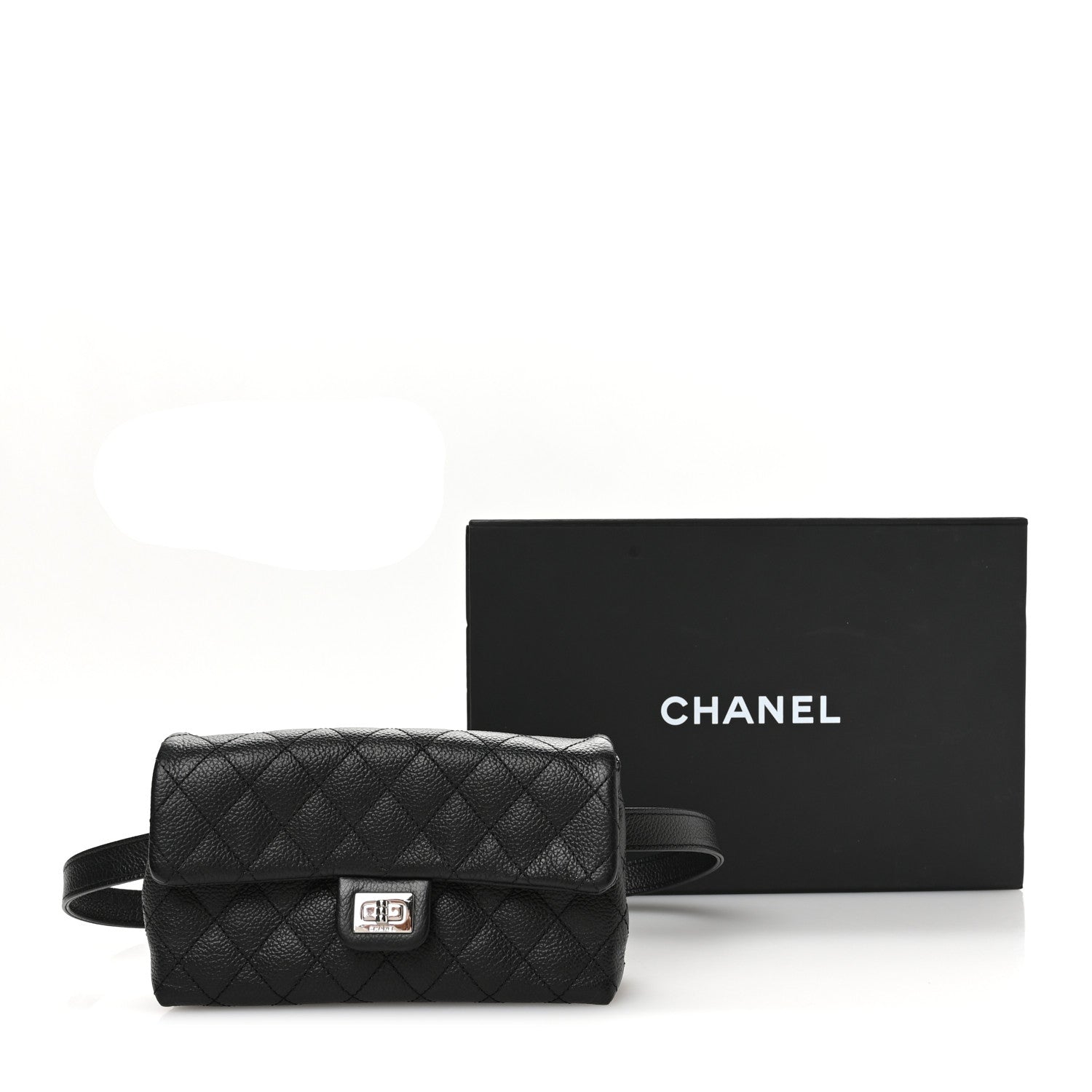Chanel Grained Calfskin Quilted 2.55 Reissue Flap Belt Bag Clutch Black 12 of 12