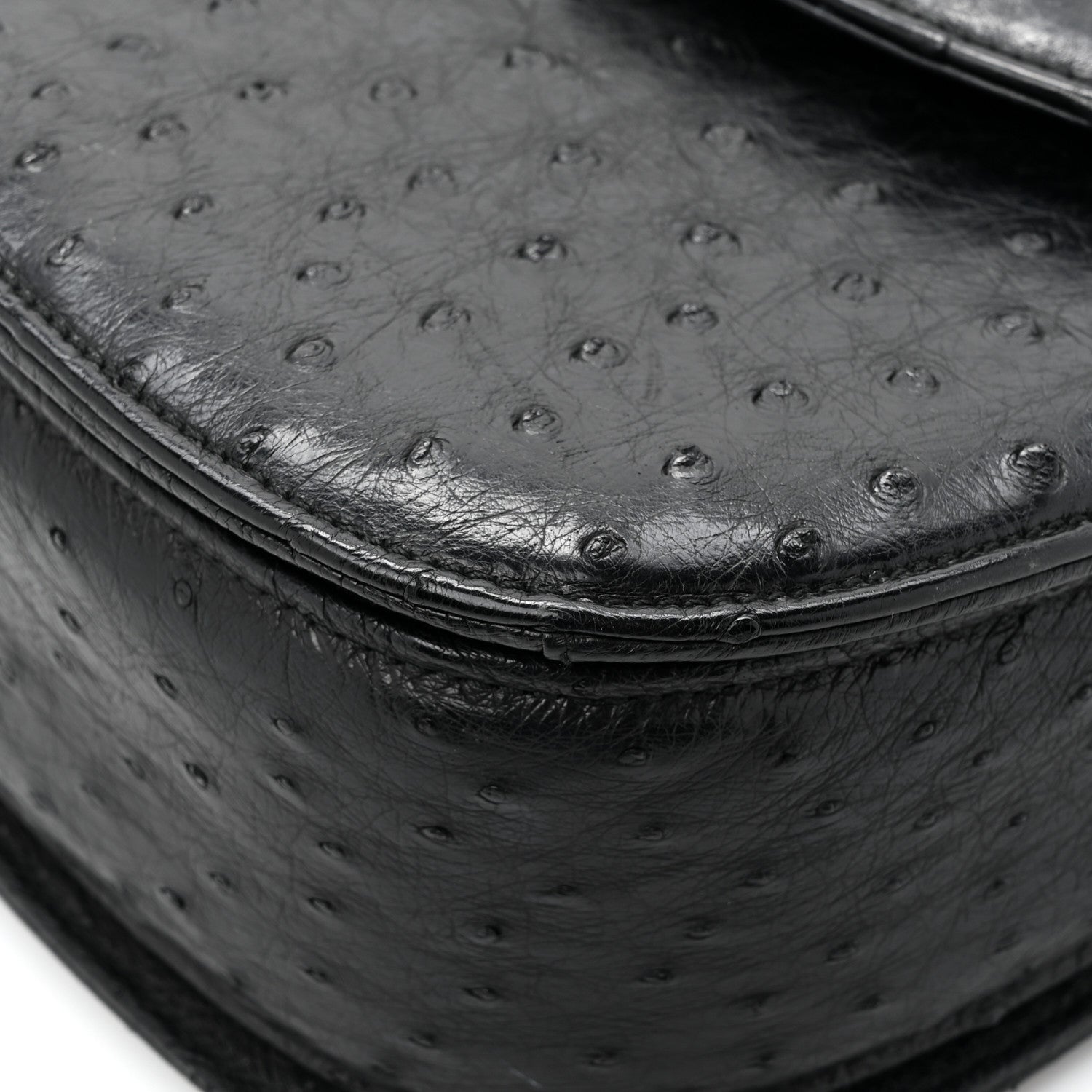 Gucci Ostrich Medium Bamboo Top Handle Bag Black 14 of 16