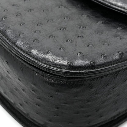 Gucci Ostrich Medium Bamboo Top Handle Bag Black 14 of 16