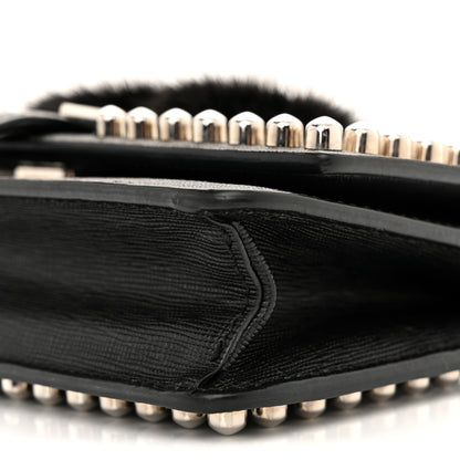 Fendi Vitello Elite Mink Fur Studded Karlito Tube Wallet on Chain Black 10 of 10