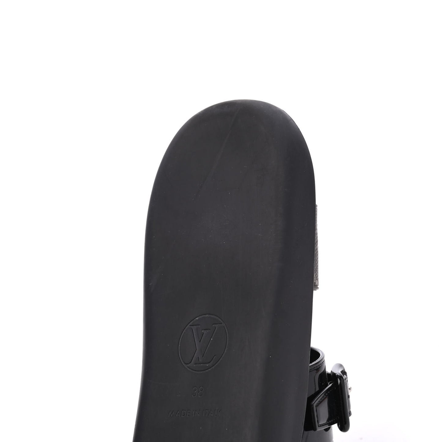 Monogram Sunbath Flat Mule Sandals 38 Black