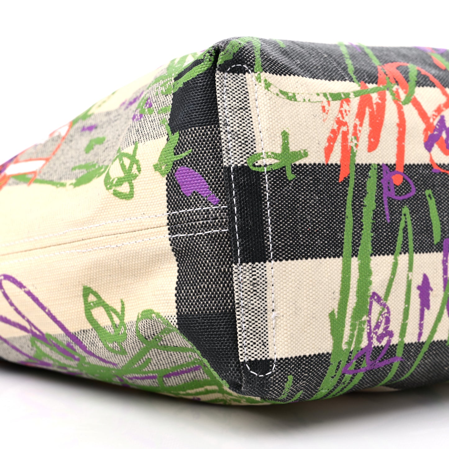 Coated Canvas Medium Reversible Doodle Tote White Black