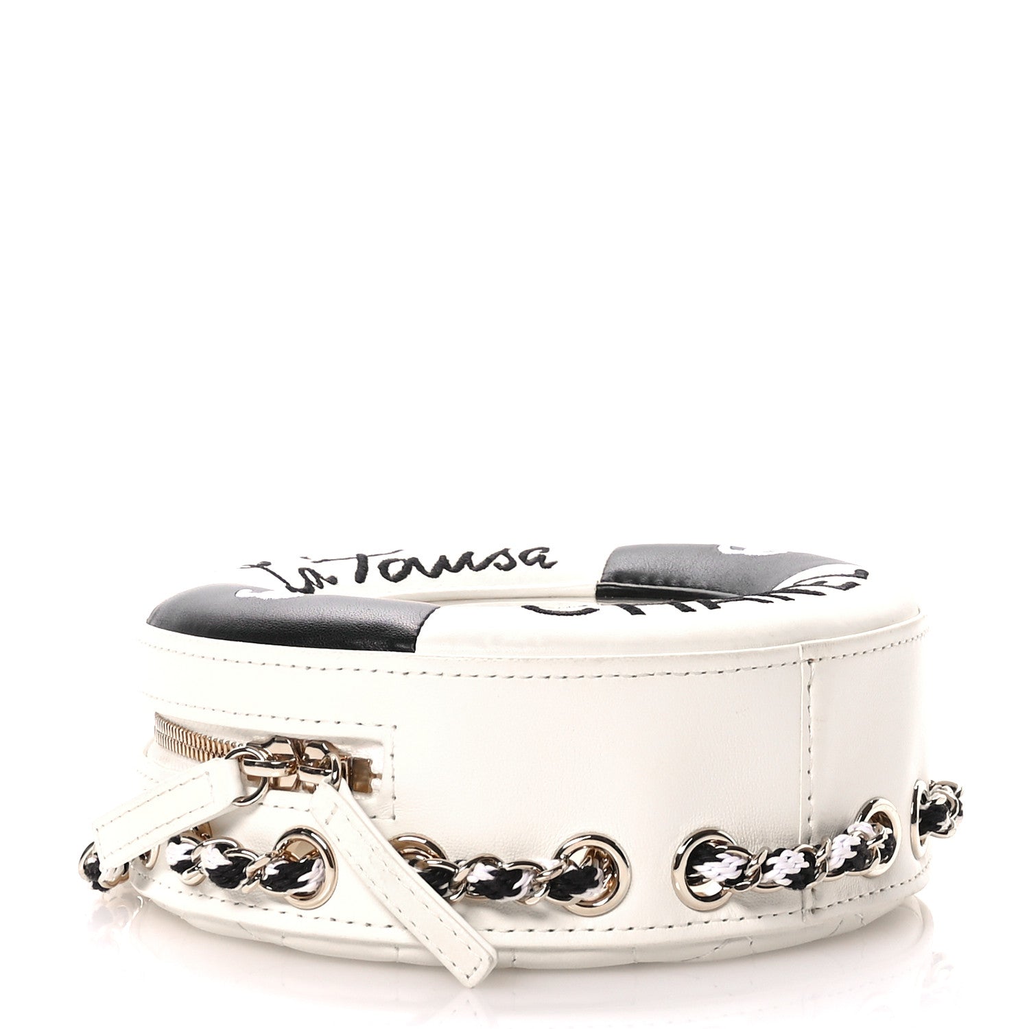 Chanel Lambskin Coco Lifesaver Round Bag Black White 4 of 10