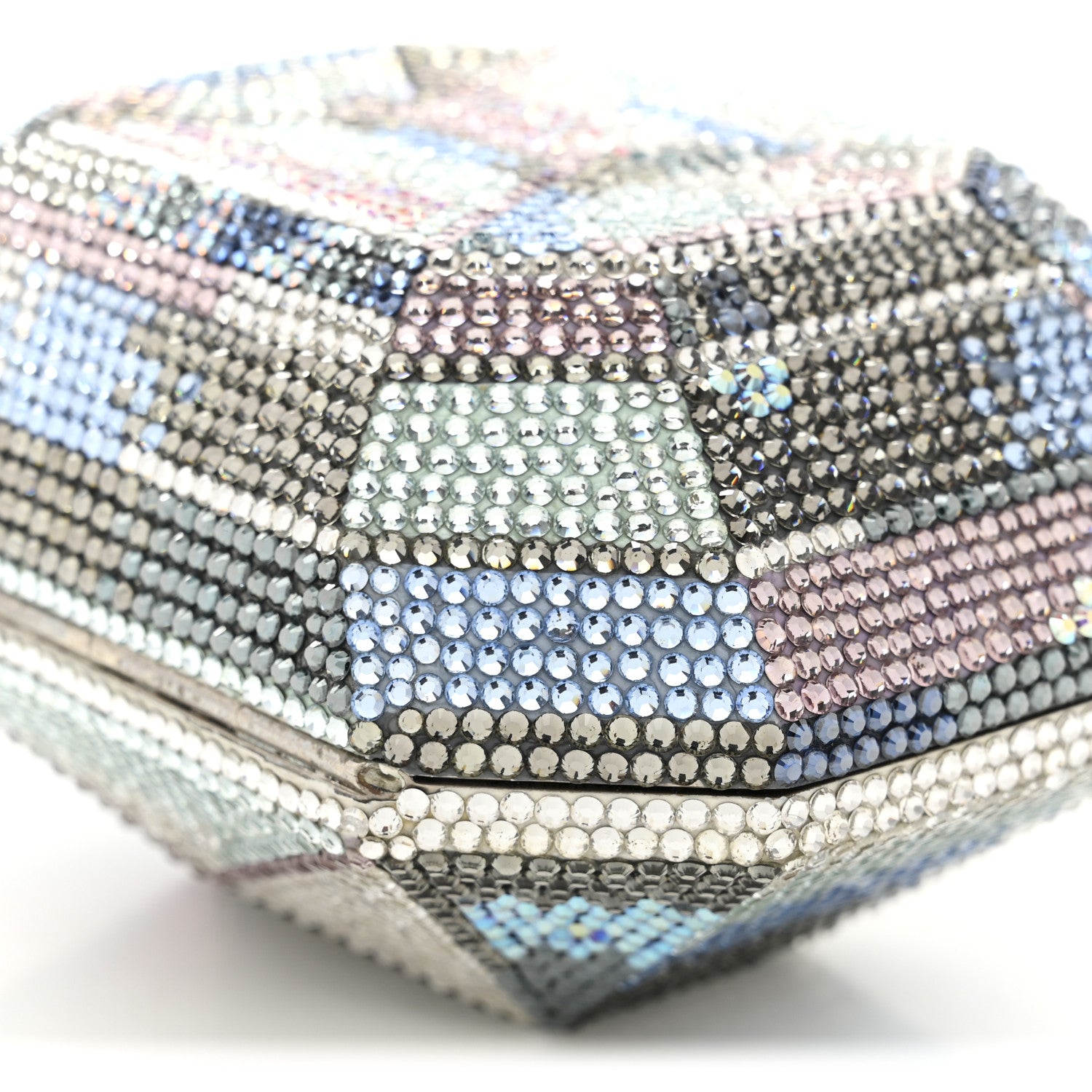 Judith Leiber Swarovski Crystal Minaudiere Clutch Silver