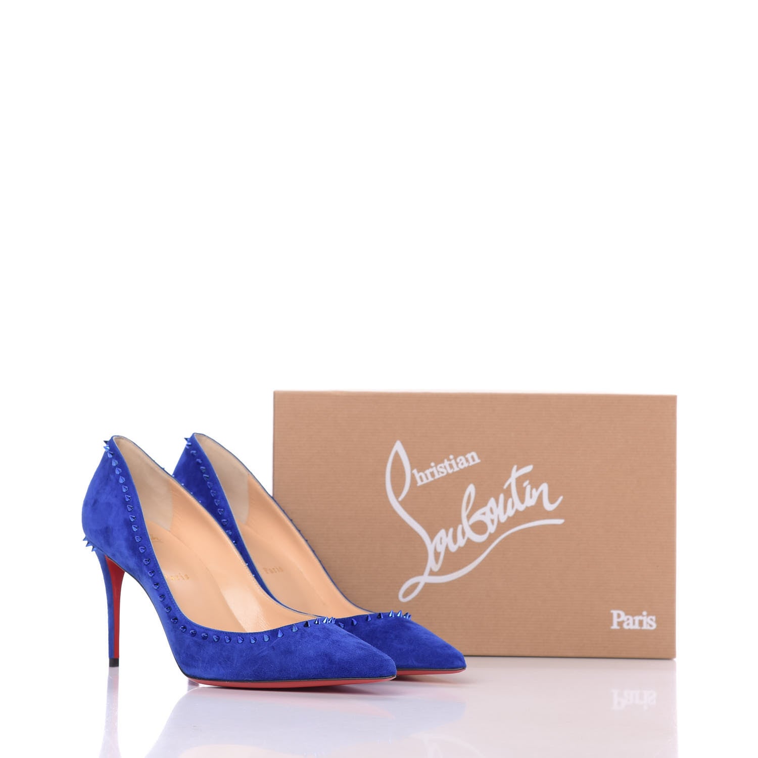 Christian Louboutin Veau Velours Anjalina 85 Pumps 41 Azulejo 11 of 11