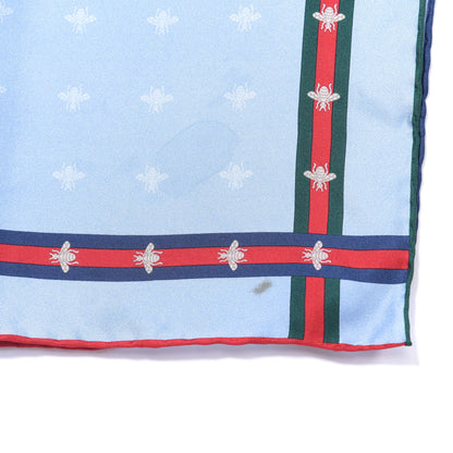 Gucci Silk Web Bee Scarf Blue 3 of 3