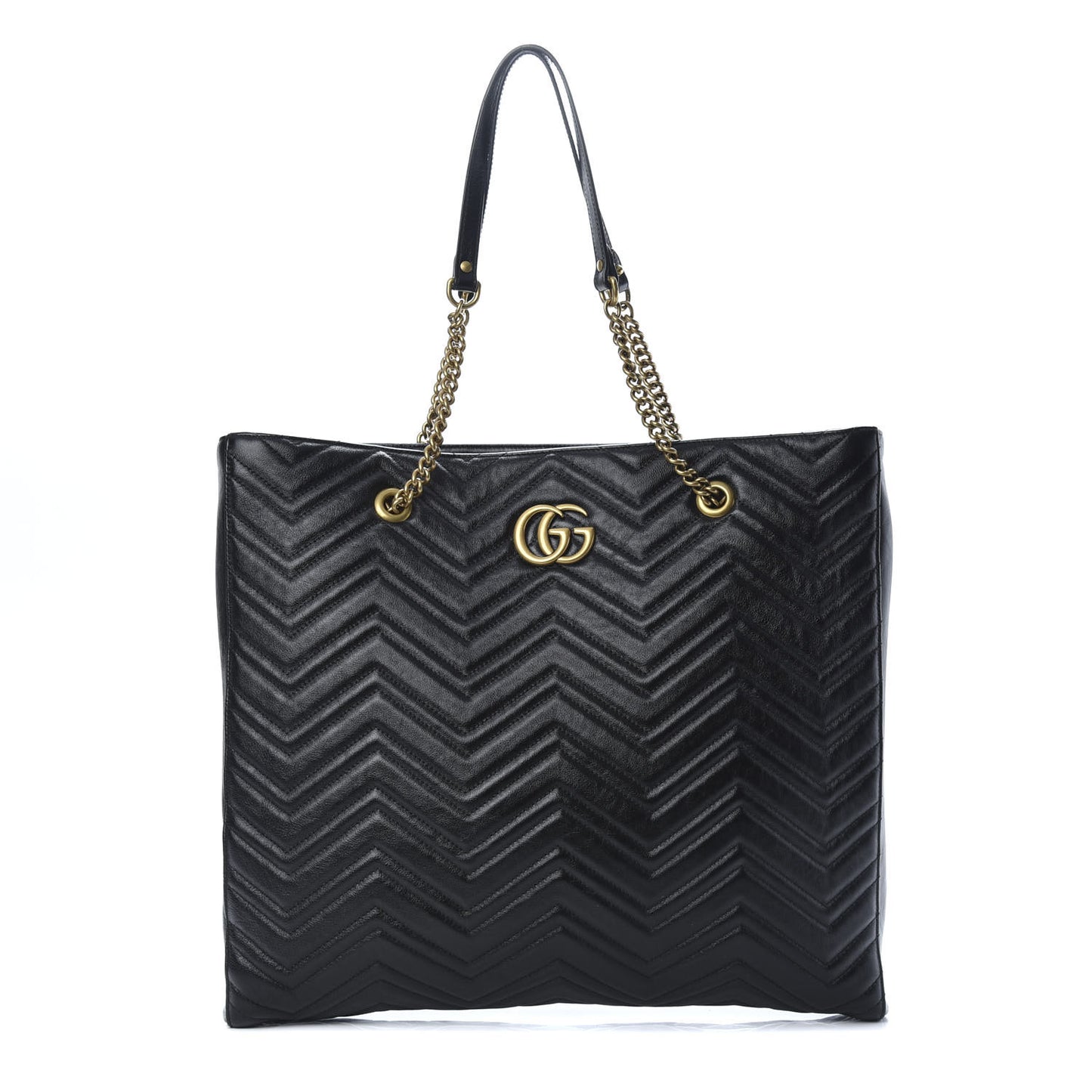 Azalea Calfskin Matelasse Large GG Marmont Slim Tote Black