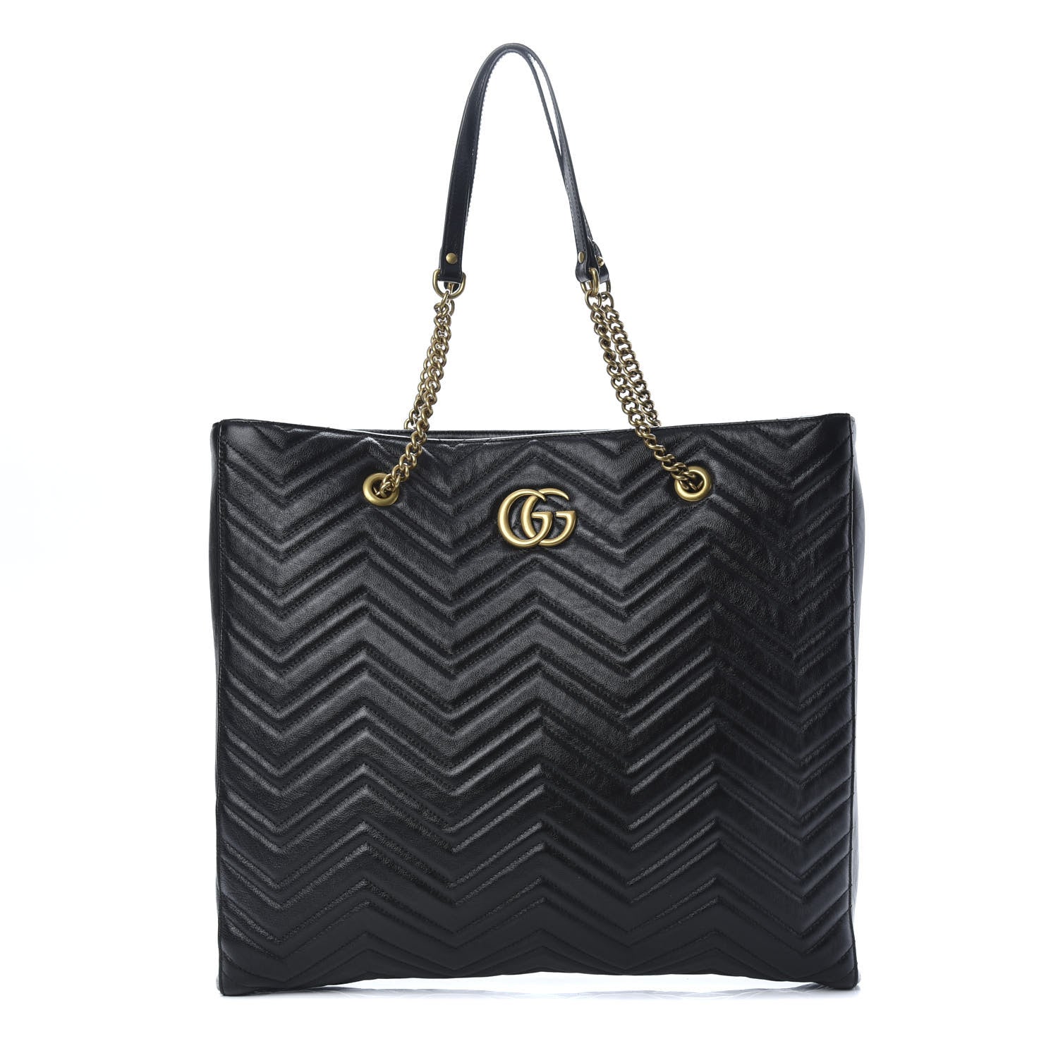 Gucci Azalea Calfskin Matelasse Large GG Marmont Slim Tote Black 1 of 10