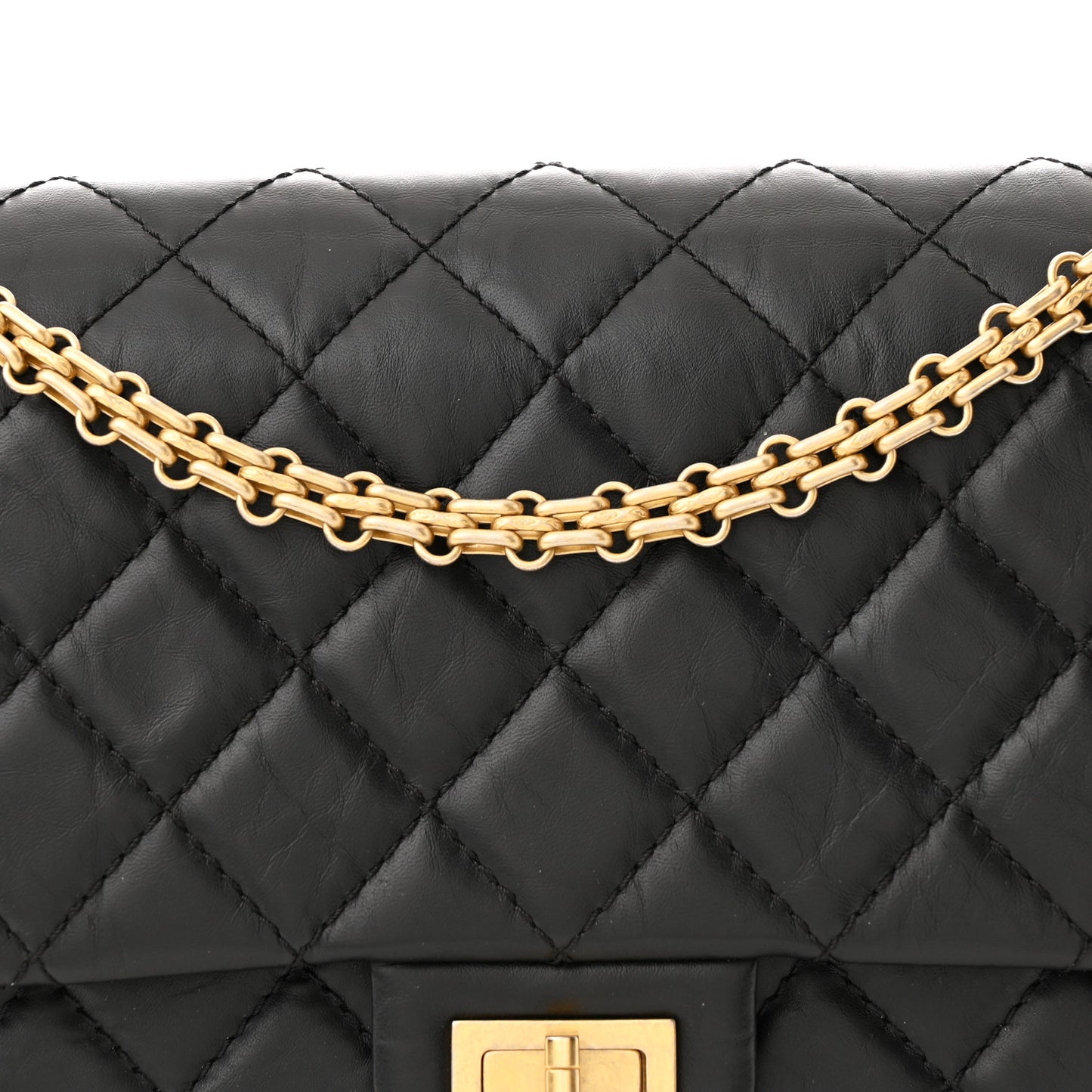 Aged Calfskin Quilted 2.55 Reissue 226 Flap Black