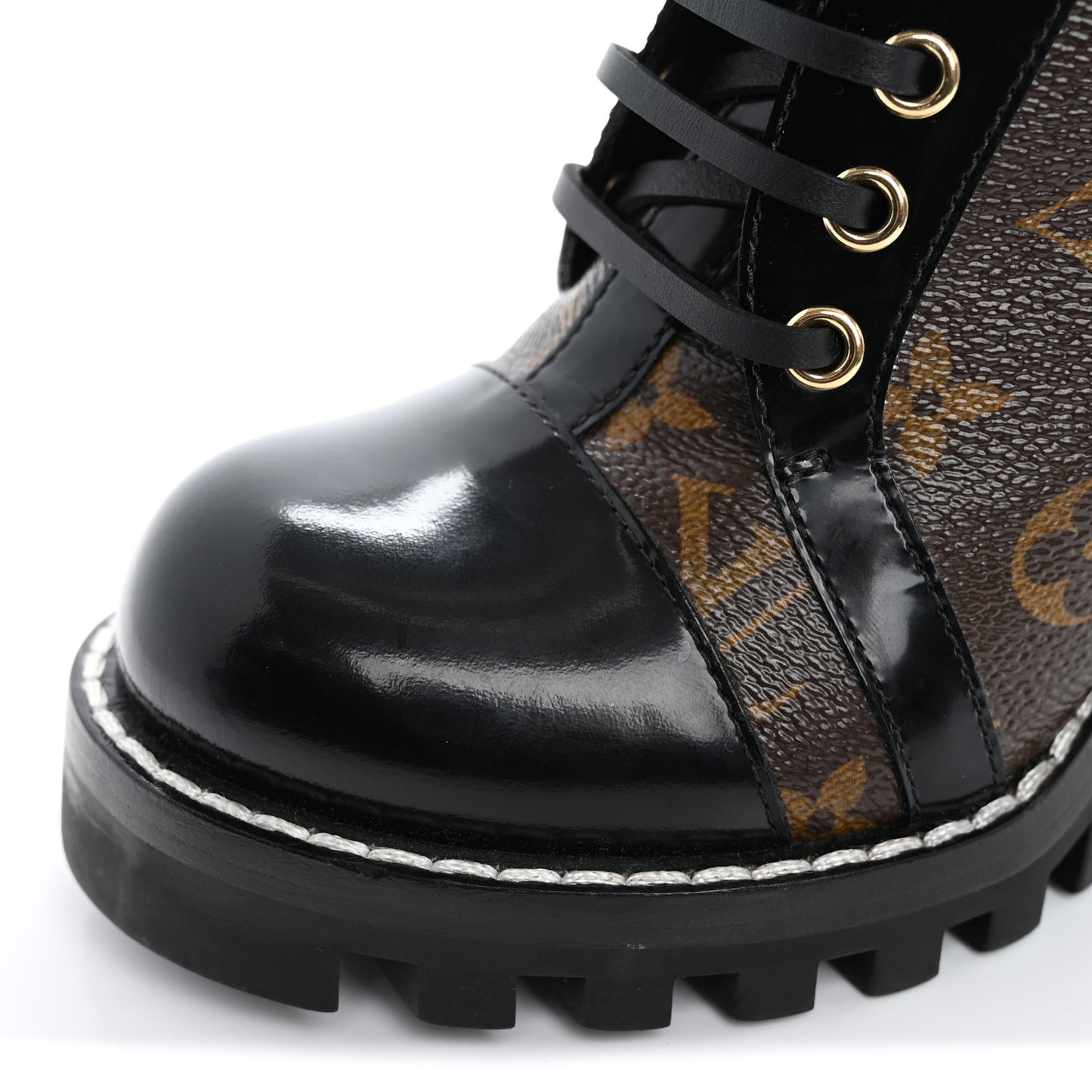 Patent Calfskin Monogram Star Trail Ankle Boots 37.5 Black