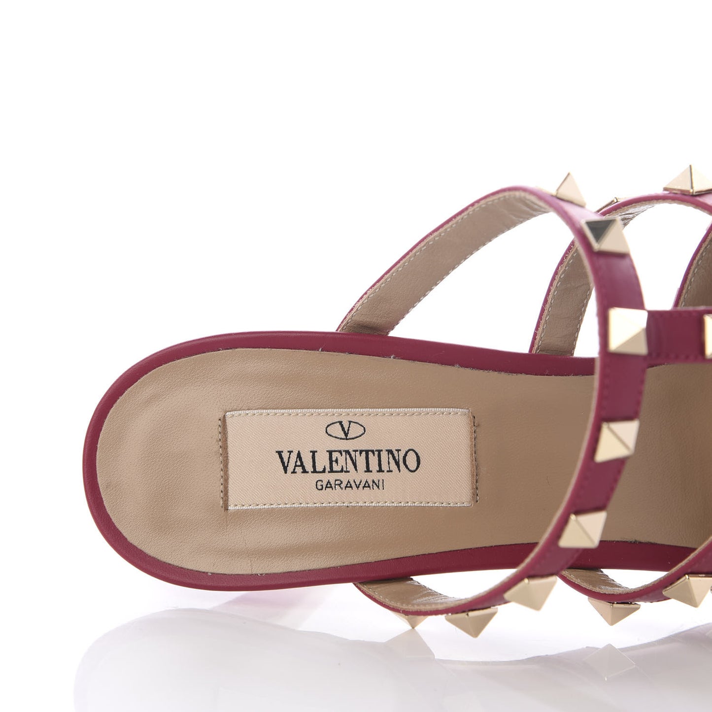 Pebbled Calfskin Rockstud 90mm Cage Mules 37.5 Raspberry