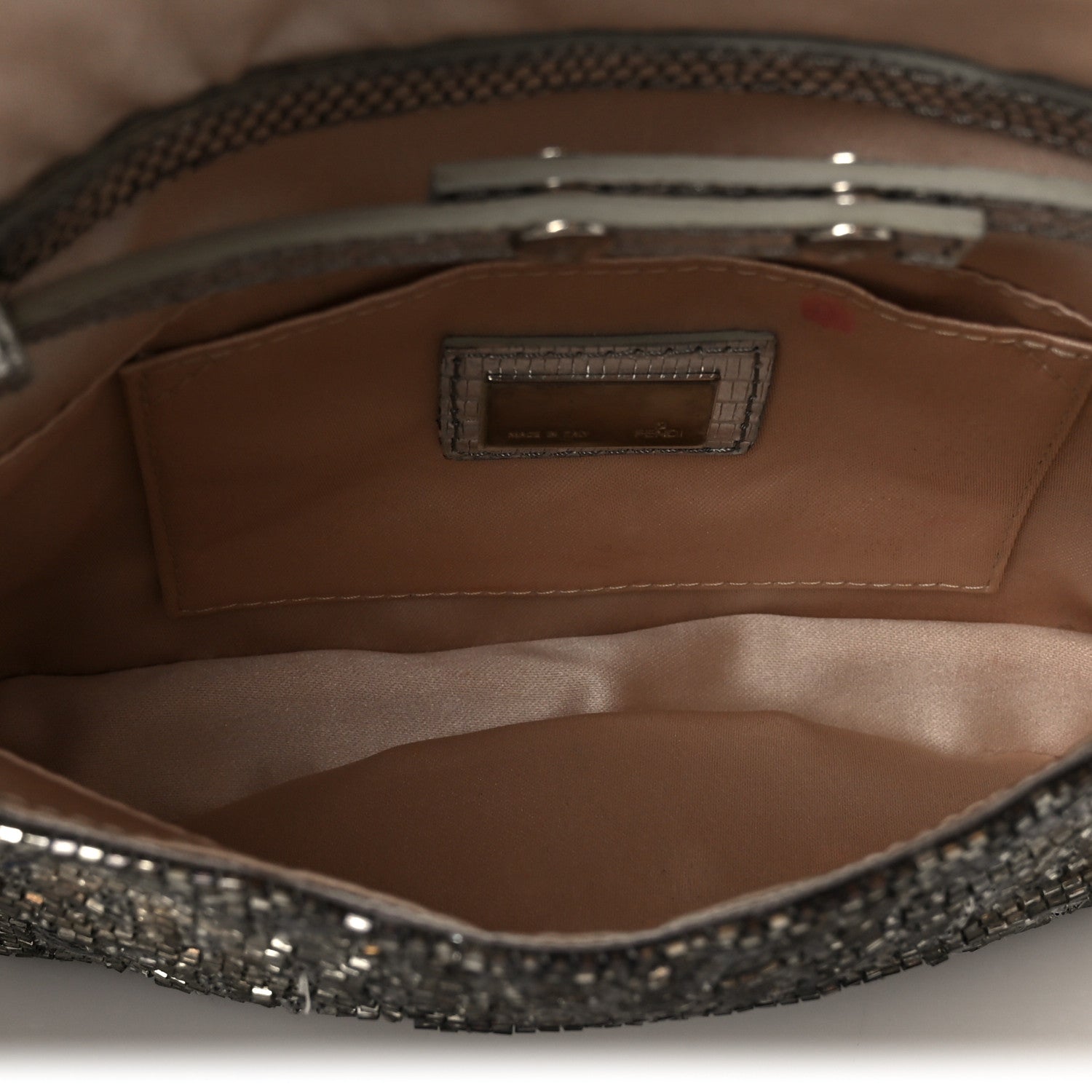 Fendi Metallic Lizard Beaded Embroidered Mini Baguette Grey 5 of 12