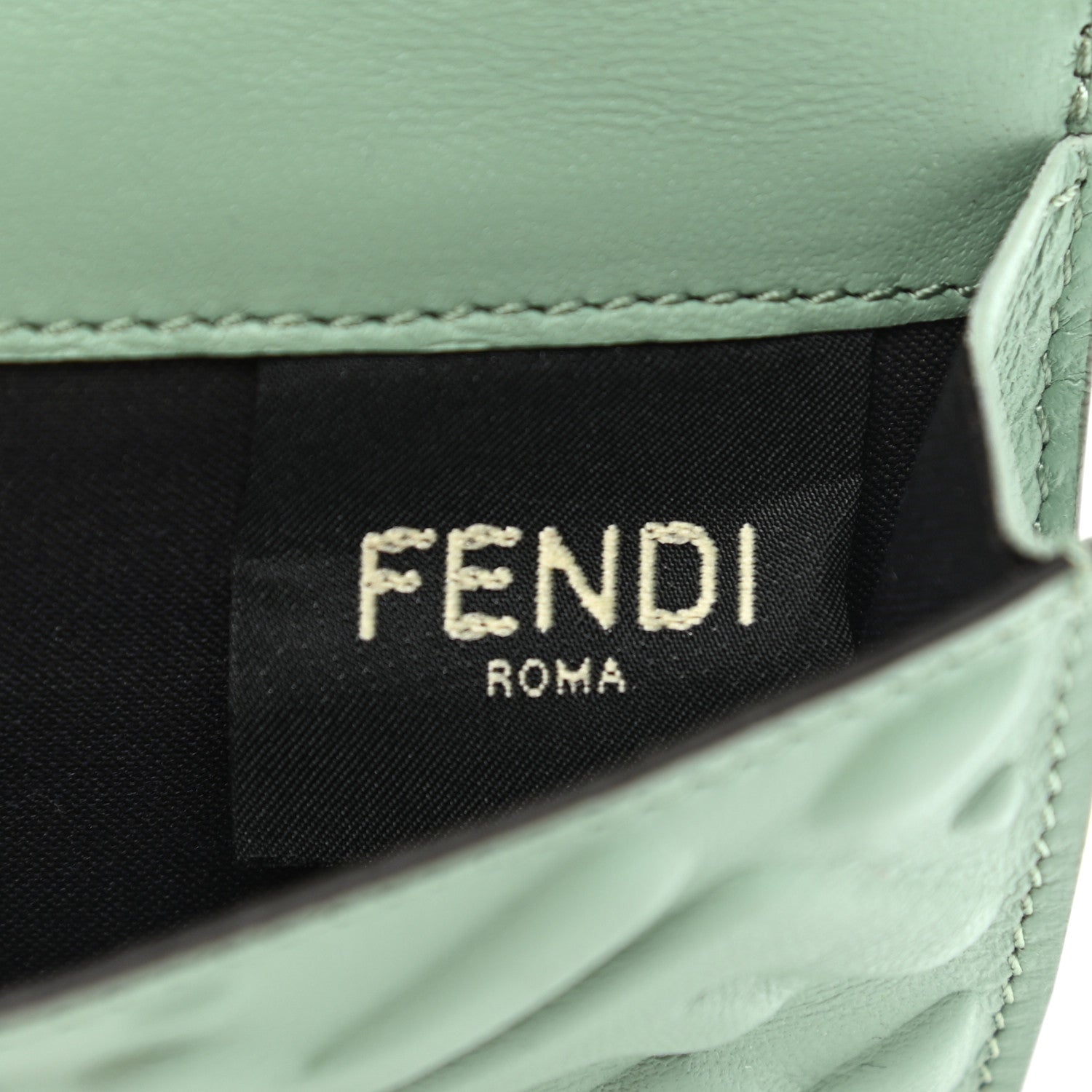 Fendi Nappa Matisse FF Embossed Micro Tri-Fold Wallet Menta 6 of 10