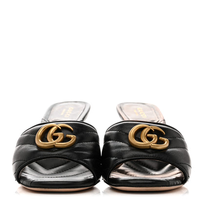 Gucci Nappa Matelasse GG Marmont 75mm Slide Sandals 37 Black 3 of 10