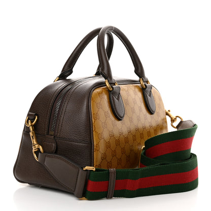 Gucci X ADIDAS Crystal Vintage Monogram Textured Dollar Calfskin Web Trefoil Logo Mini Bowling Bag Mid Natural Nut Off White New Acero 3 of 11