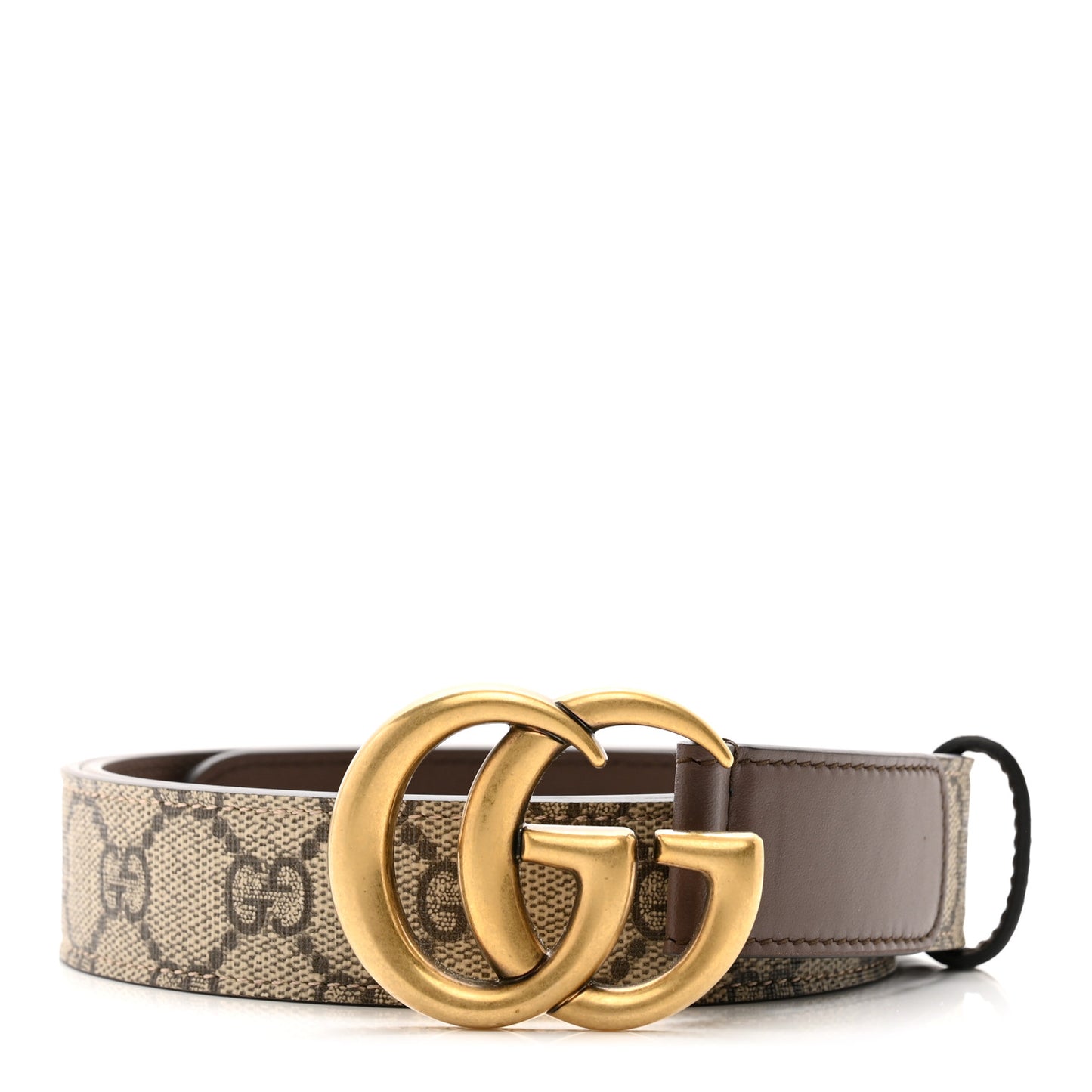 GG Supreme Monogram Matte Plutone Calfskin Double G 30mm Belt 95 38 Beige Ebony New Acero