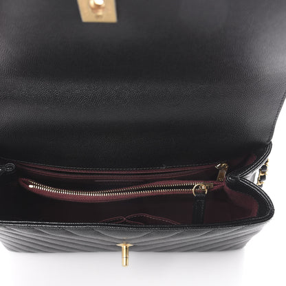 Chanel Caviar Chevron Quilted Small Coco Handle Flap Black 7 of 17